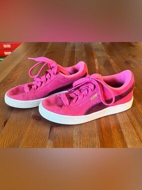 Puma Palermo Pink Suede Lace-Up Sneakers